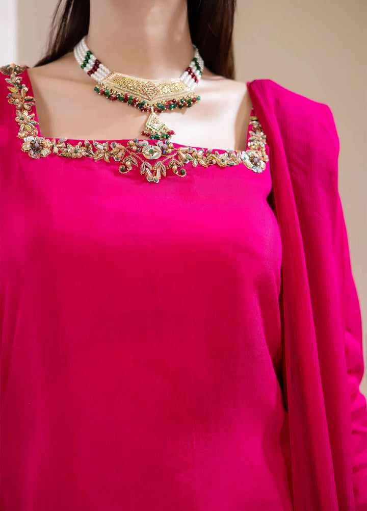 Alee Malic RTW Hand Work Raw Silk 3 Piece Suit Crimson - Wedding Collection