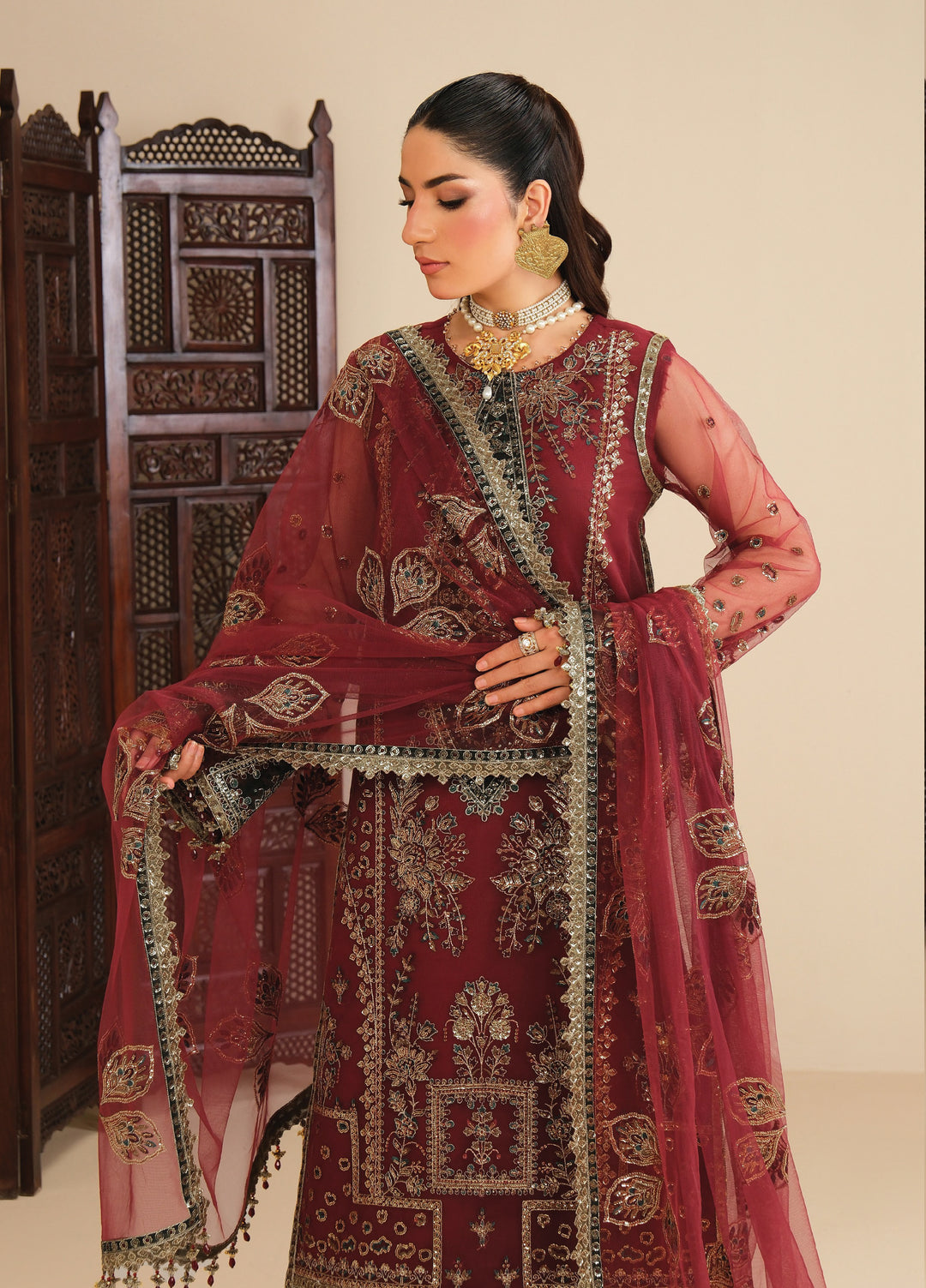 Alizeh Fashion Unstitched Embroidered Net 3 Piece Suit AF26UNF AF-NT-2260-MEHAL - Festive Collection