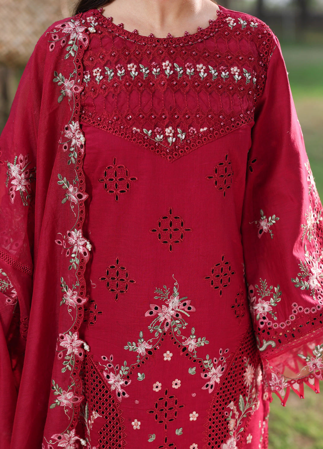 Tales of Petals by Sardinia Unstitched Embroidered Luxury Lawn 3 Pcs Suit SRD26UTP D-4 Floral Fuschia - Festive