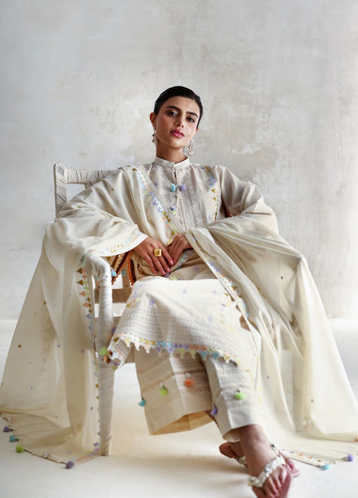 The Luxe by Gul Ahmed Unstitched Embroidered Cotton 3 Piece Suit GA26ULL Pearl Gardenia SP 52084 - Casual Collection