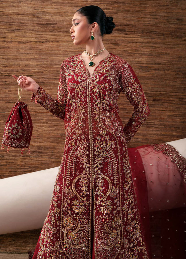 Starlet Jewels by Emaan Adeel Unstitched Embroidered Organza 3 Piece Suit EA26USF Ruby Veil - Festive Collection