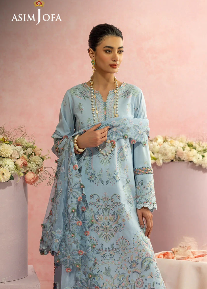 Asim Jofa Unstitched Embroidered Luxury Lawn 3 Piece Suit AJ26ULL AJULW-10 - Festive Collection
