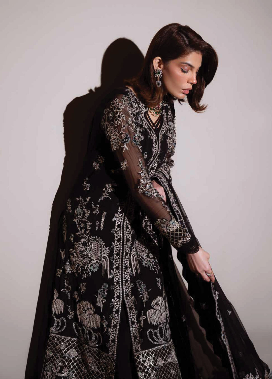 Elaya Luxury by Nureh Unstitched Chiffon Embroidered 3 Piece Suit NU26EL NEL-89 - Festive  Collection