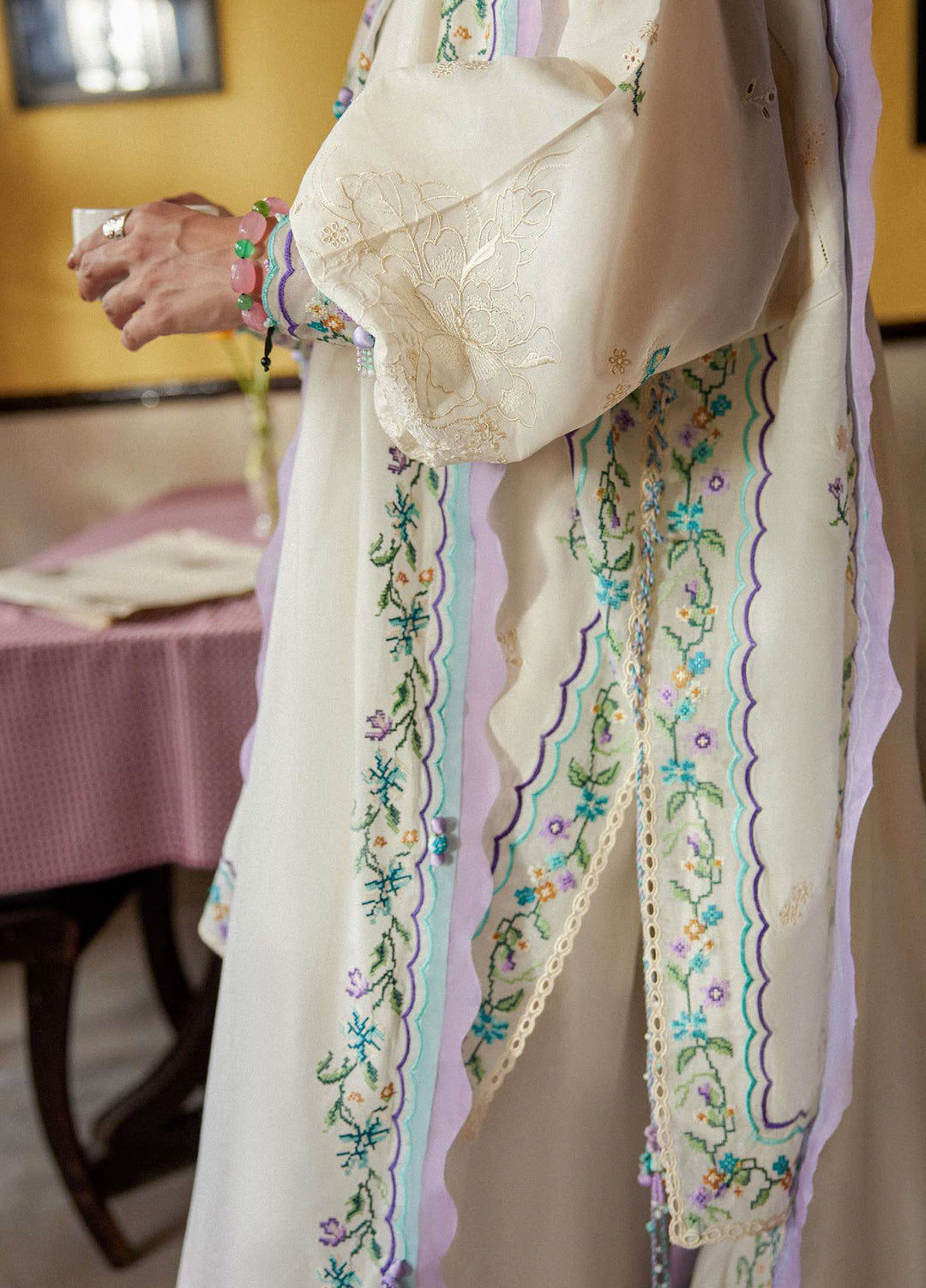 Wild Flower by Zaha Unstitched Embroidered Lawn 3 Piece Suit ZK26UWL ZF26-07 Ghost Orchid Whispers - Festive Collection