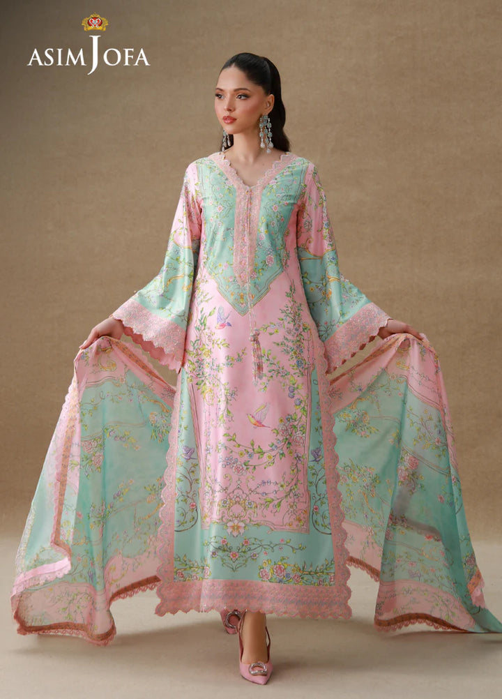 Asim Jofa Unstitched Printed Silk 3 Piece Suit AJ26UPS AJULSC-03 - Casual Collection
