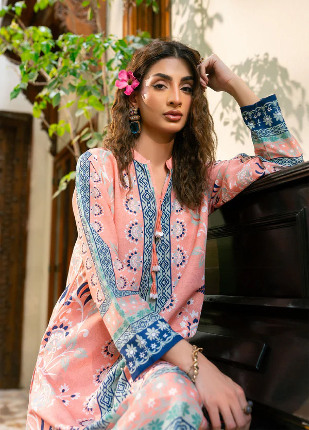 Nairah Women Pret Printed Crepe Suit NAH26PN Peach Melon - Spring Collection