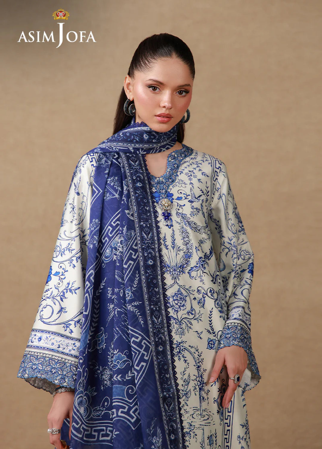 Asim Jofa Unstitched Printed Silk 3 Piece Suit AJ26UPS AJULSC-05 - Casual Collection