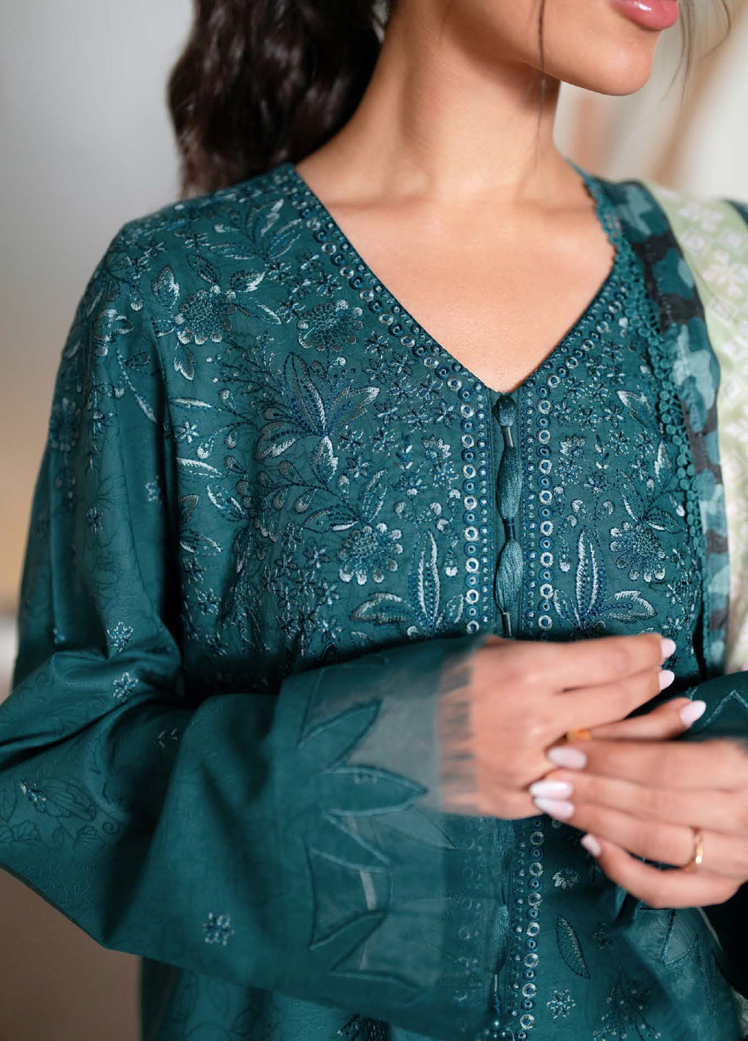 Raha by Nureh Unstitched Embroidered Jacquard Lawn 3 Piece Suit NU26URJ NE-237 - Festive Collection