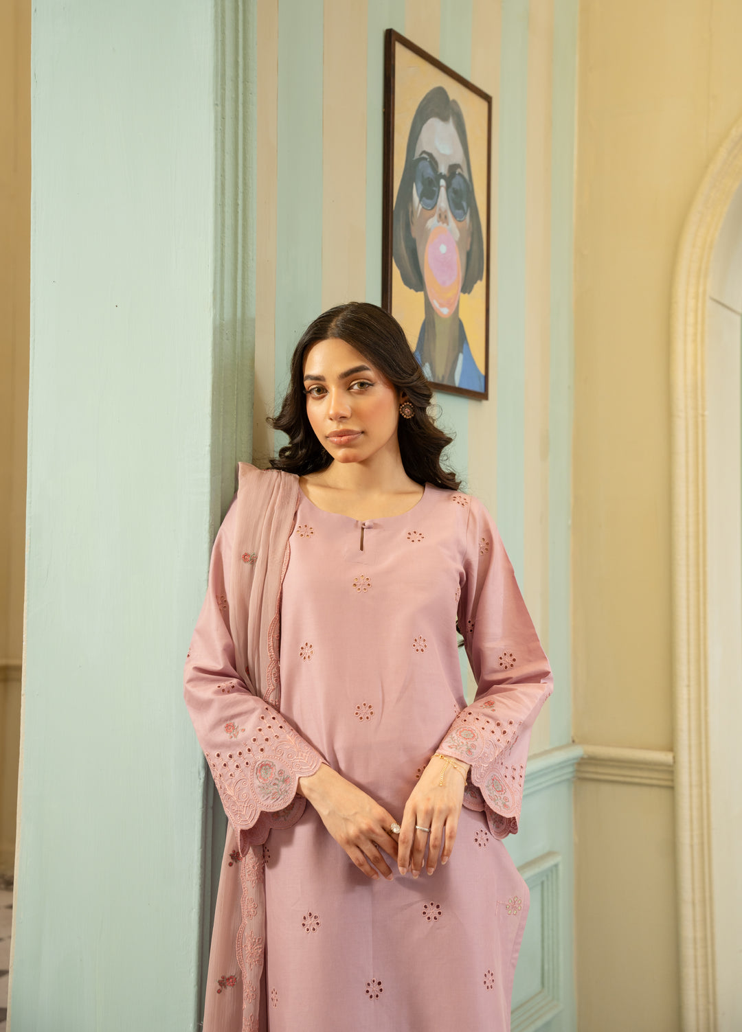 Naaz Couture Women RTW Embroidered Lawn 3 Piece Suit Tea Rose - Casual Collection