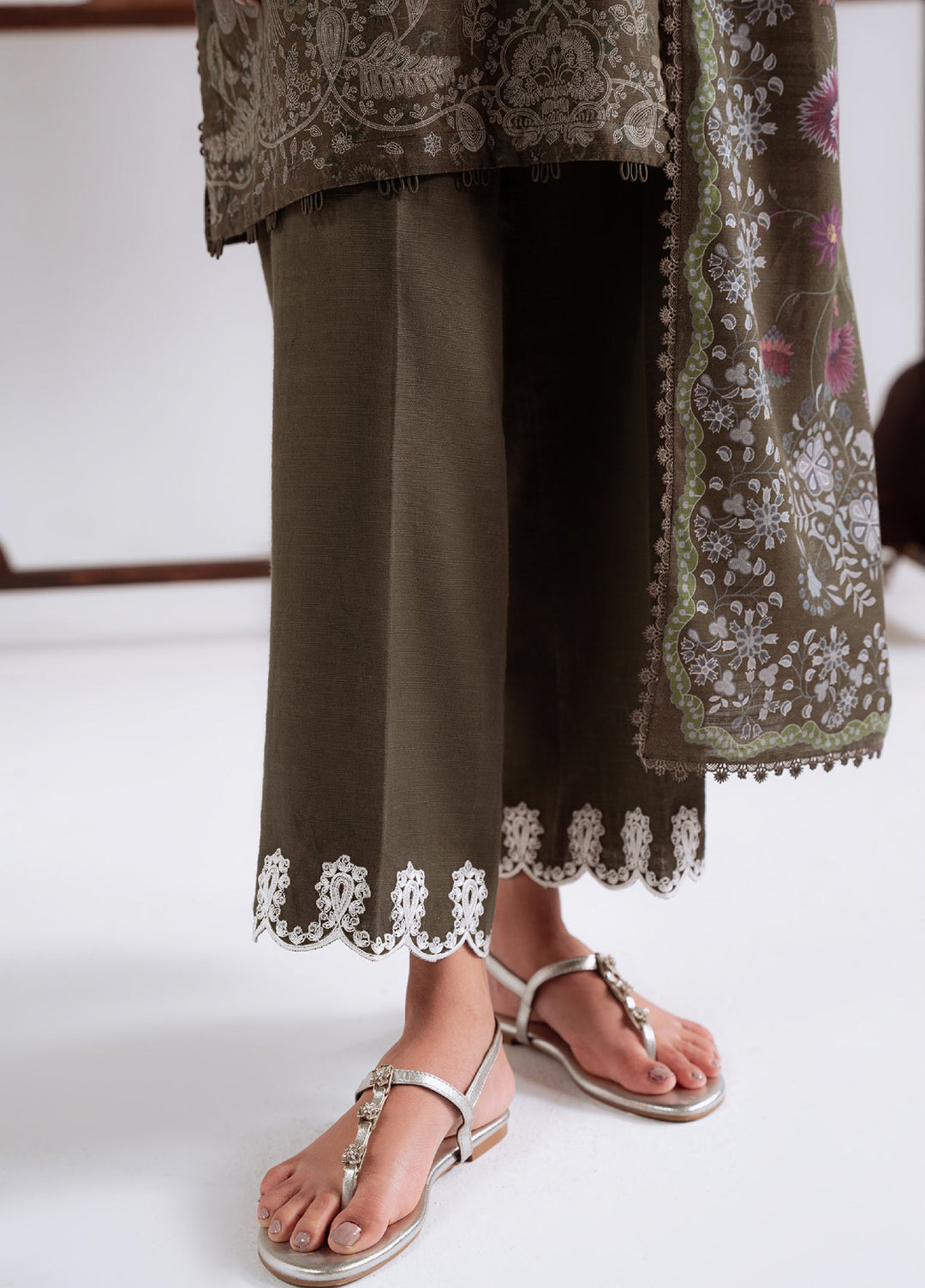 Cross Stitch Unstitched RTS Khaddar Embroidered Suits 3 Piece CS25KW D-07 Olive Charm - Winter Collection