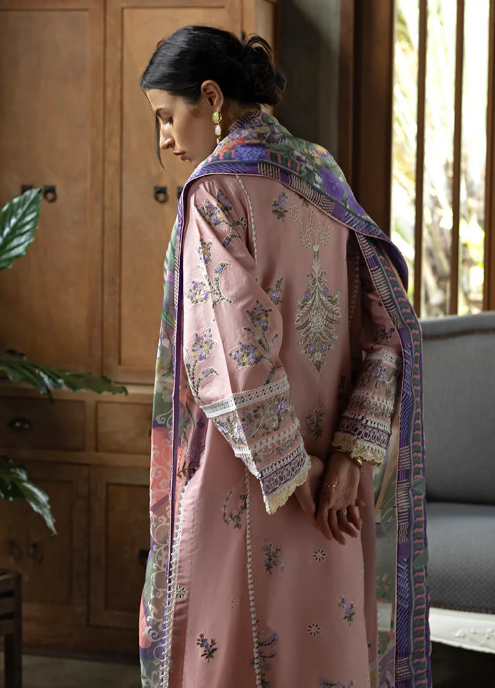 Mon Tresor by Esmel Unstitched Embroidered Luxury Lawn 3 Piece Suit EML26UMT D4-Rosy - Summer Collection