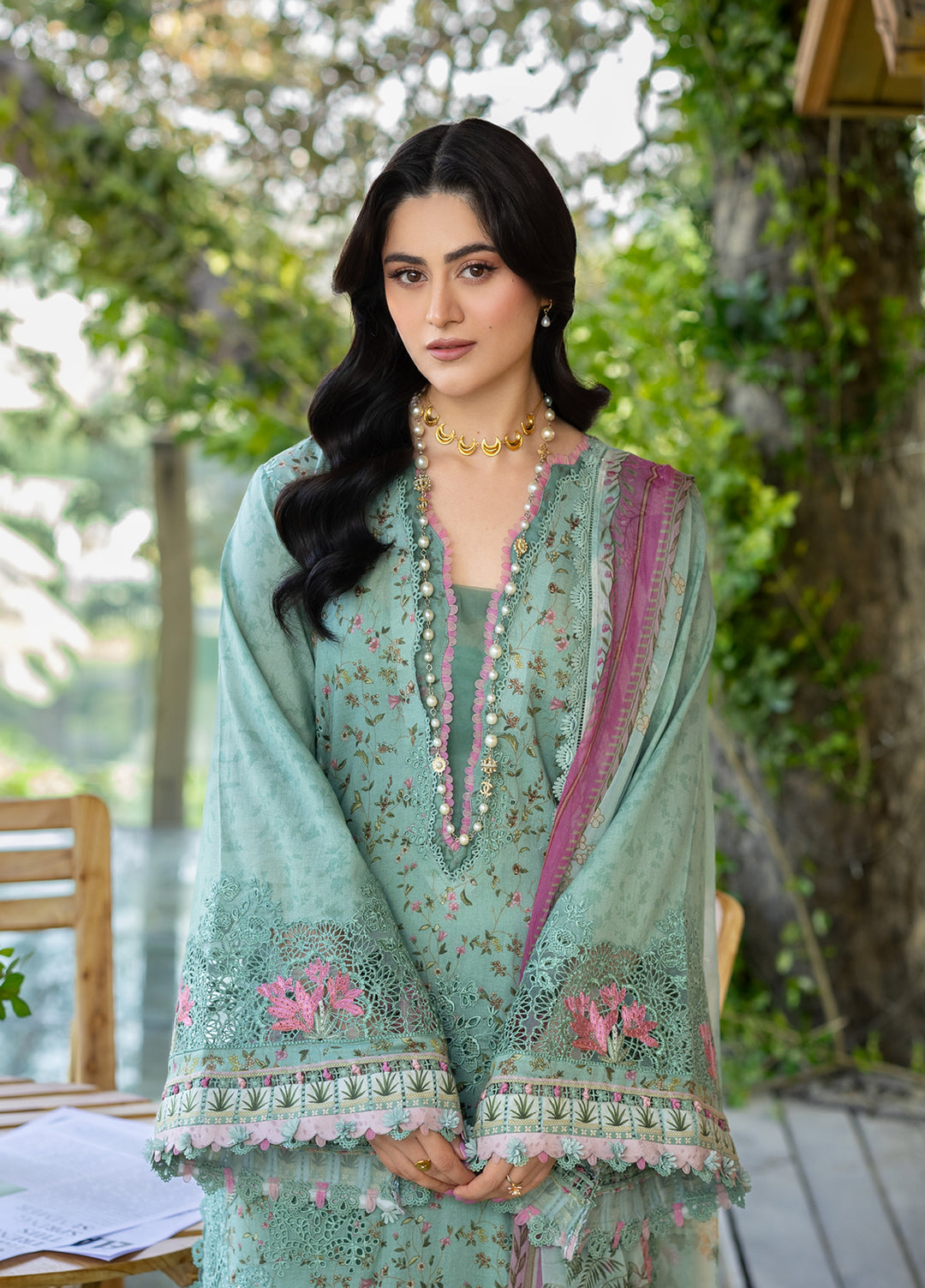 Elaf Premium Chikankari Unstitched Printed Lawn 3 Piece Suit EL26UPC ERC 4B NAYAB - Summer Collection