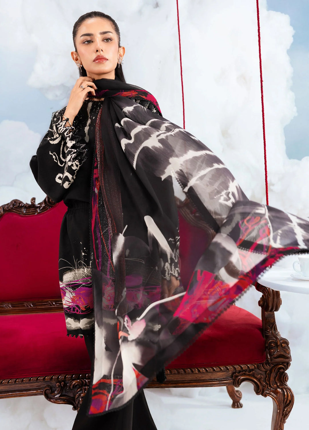 M Basics by Maria B Unstitched Embroidered Lawn 3 Piece Suit MB26SSEL MB-CUSV14-06A - Eid Collection