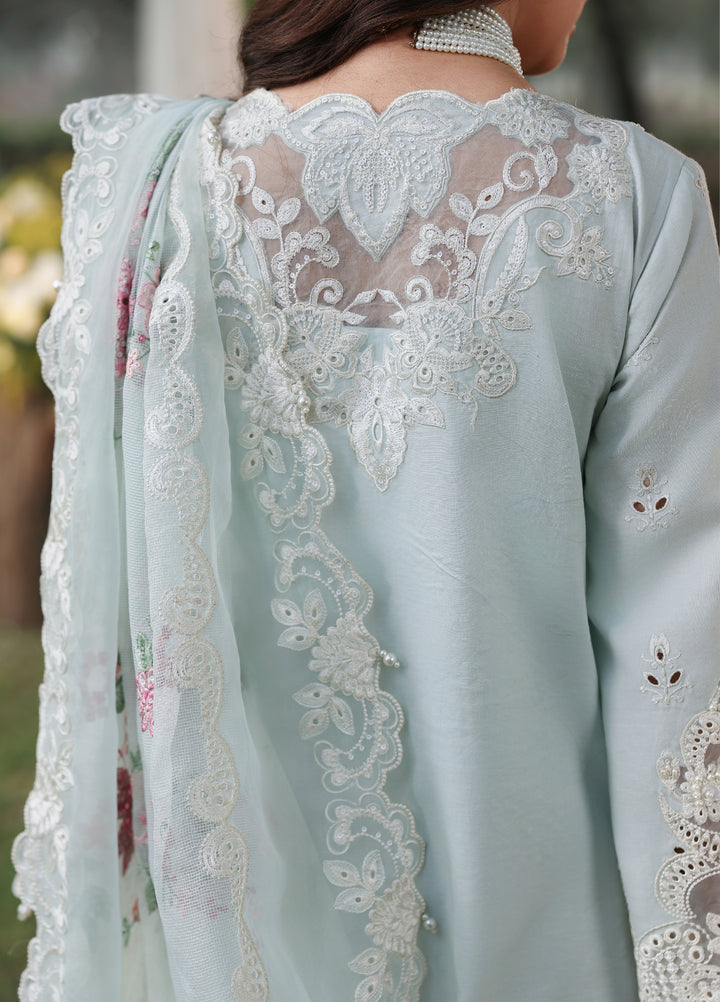 Tales of Petals by Sardinia Unstitched Embroidered Luxury Lawn 3 Pcs Suit SRD26UTP D-1 Ocean Waves - Festive