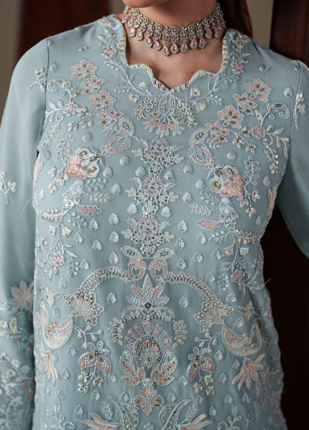 Nouvelle by Emaan Adeel Unstitched Embroidered Chiffon 3 Piece Suit EA26UNC Aria - Festive Collection