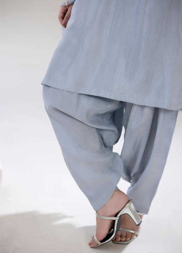 Alee Malic RTW Hand Work Raw Silk 3 Piece Suit Slate - Wedding Collection