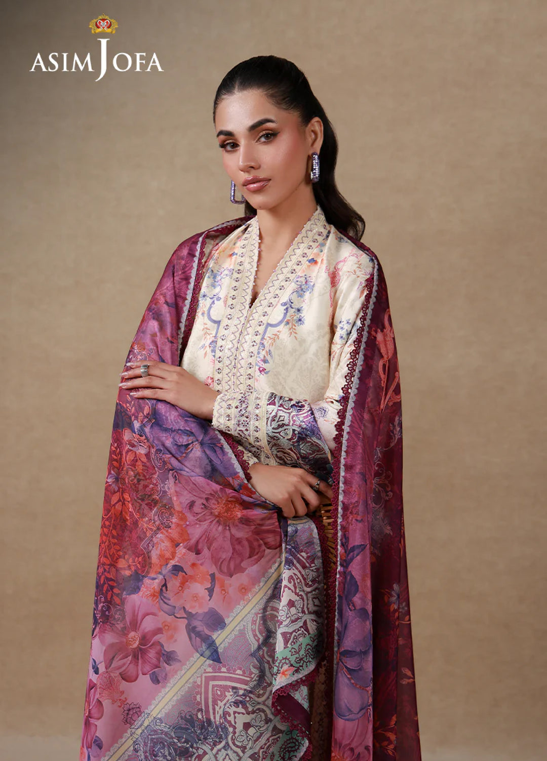 Asim Jofa Unstitched Printed Silk 3 Piece Suit AJ26UPS AJULSC-02 - Casual Collection