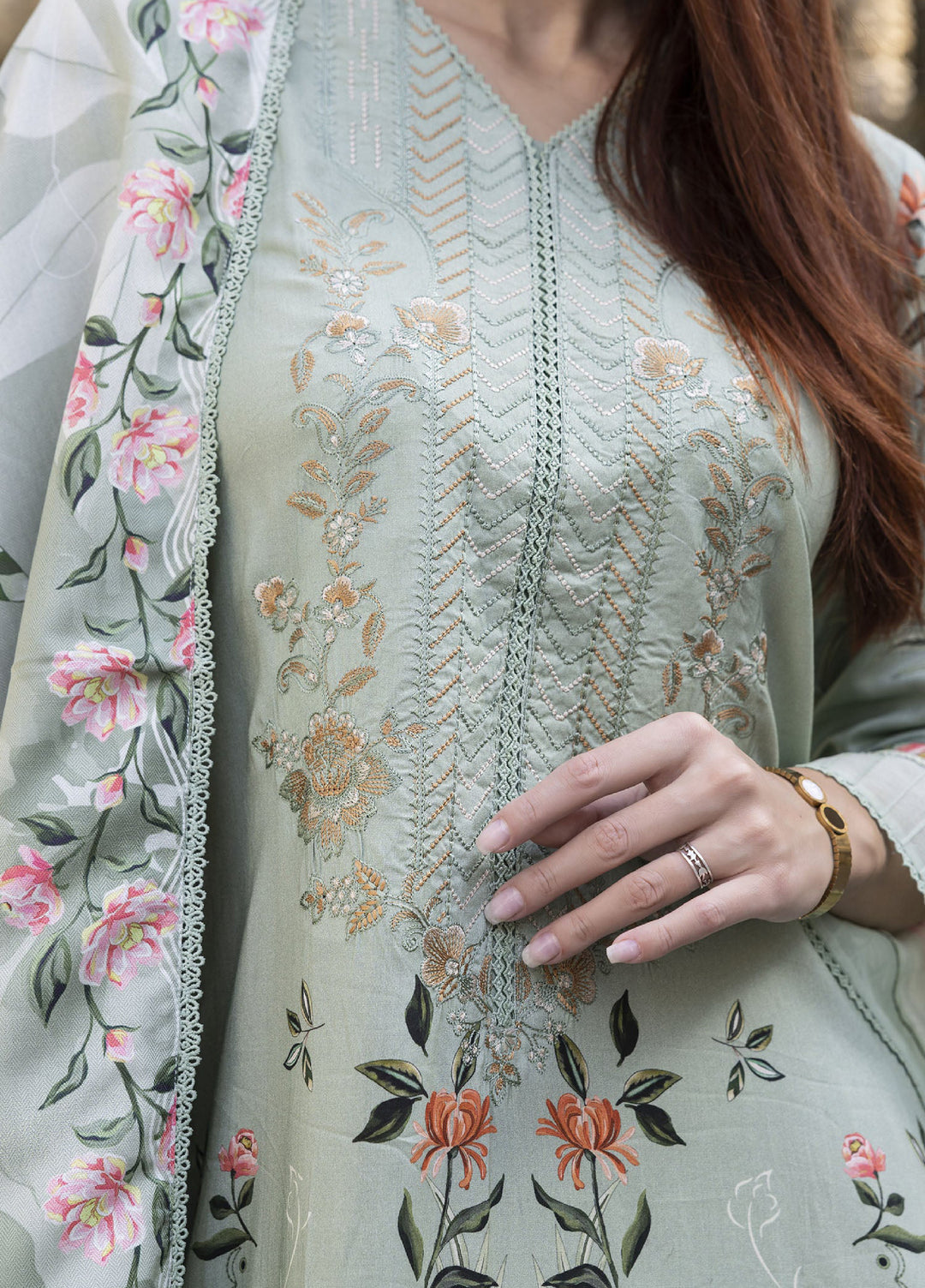 Meerak Women Pret Premium Embroidered Linen 3 Piece Nysa - Winter Collection