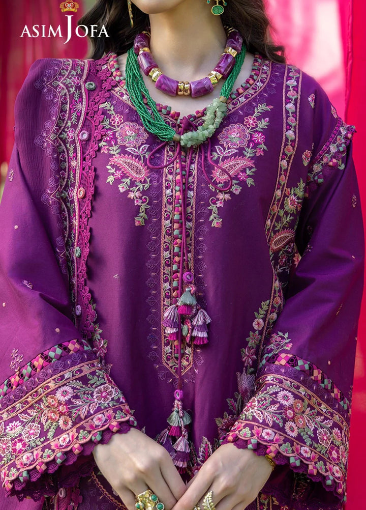Asim Jofa Unstitched Embroidered Luxury Lawn 3 Piece Suit AJ26ULL AJULW-07 - Festive Collection