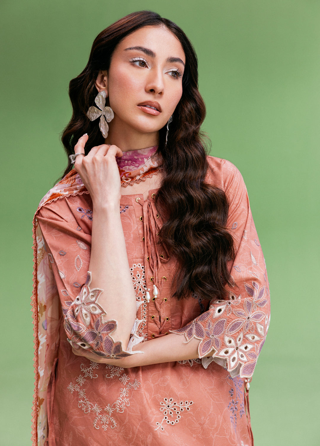Zync by Florent Unstitched Embroidered Printkari Lawn 3 Piece Suit FL26UZP FZ-1B - Summer Collection