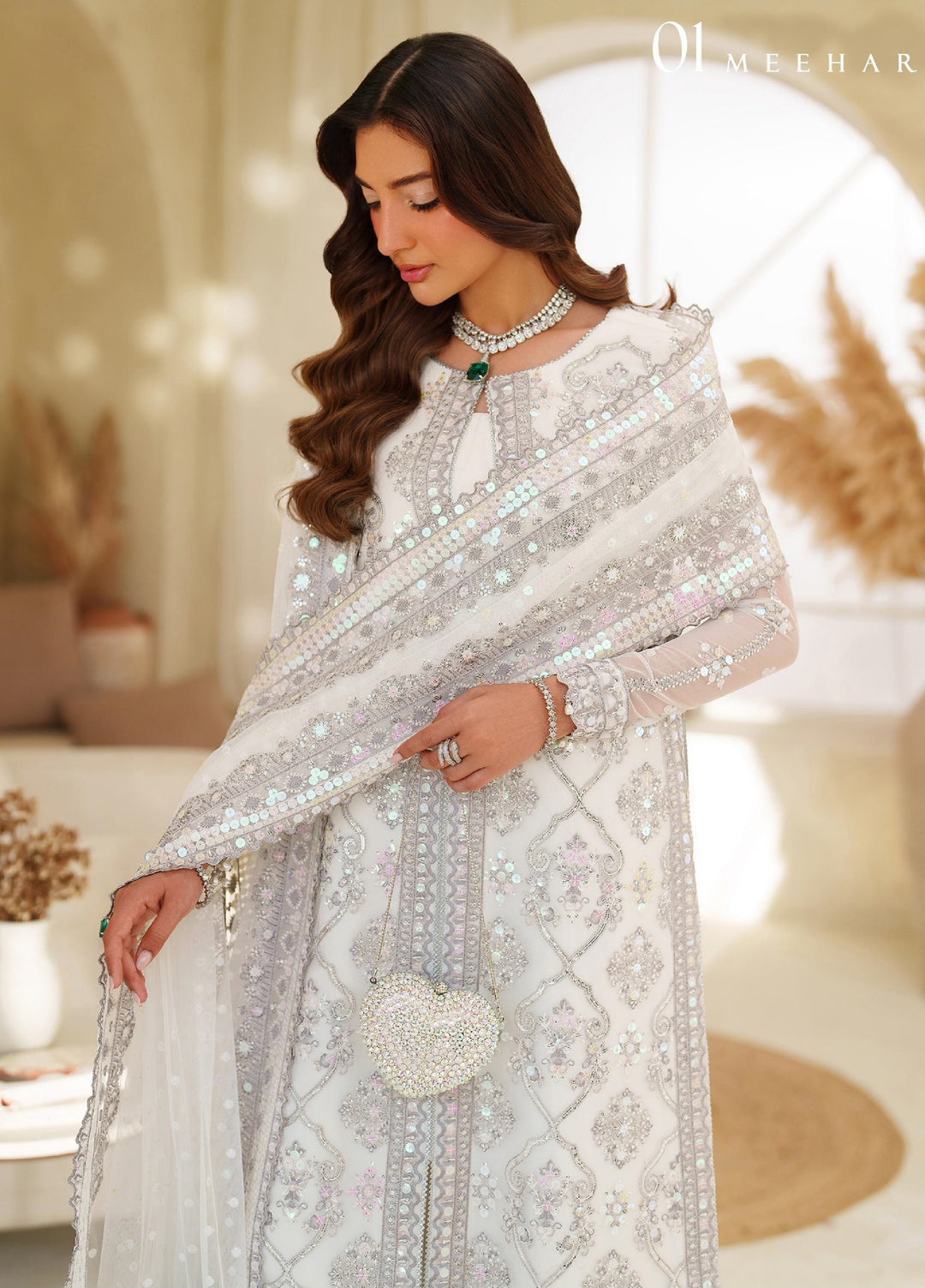 Meesa by Zarif Unstitched Net Embroidered Suits 3 Piece ZAF25MF ZRF-ML-01 MEEHAR - Winter Collection
