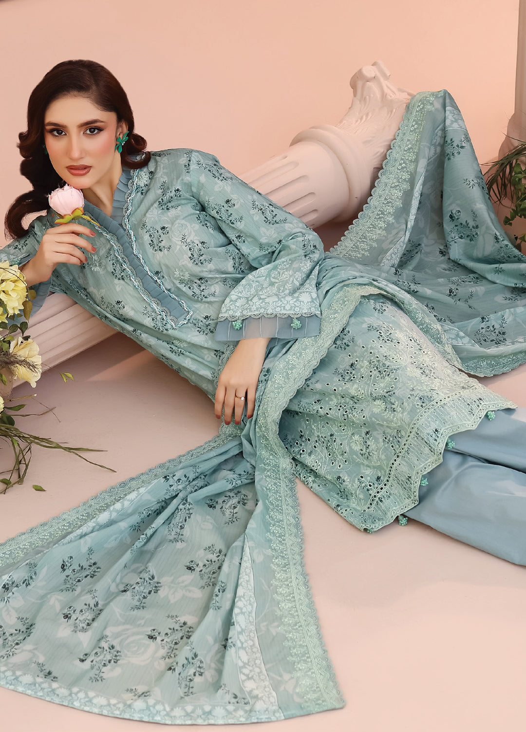 Salina by Regalia Textile Unstitched Cutwork Embroidered Lawn 3 Piece Suit RG26USCL D-8 - Summer Collection