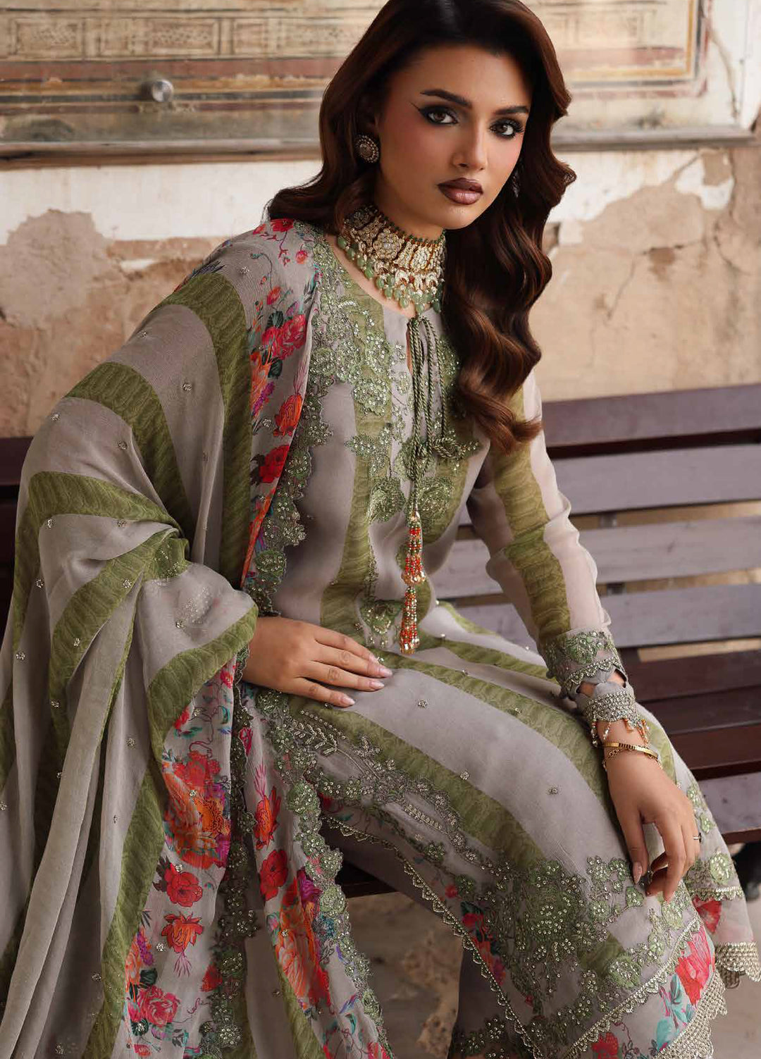 Vasal by Charizma Unstitched Luxury Chiffon Embroidered Suits 3 Piece CRZ25LC VSL25-46 - Festive Collection