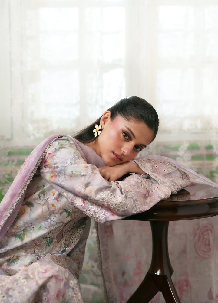 Summer Lines Printkari by Neeshay Unstitched Embroidered Lawn 3 Piece Suit NSH26SLP D-8 Blushe - Summer Collection