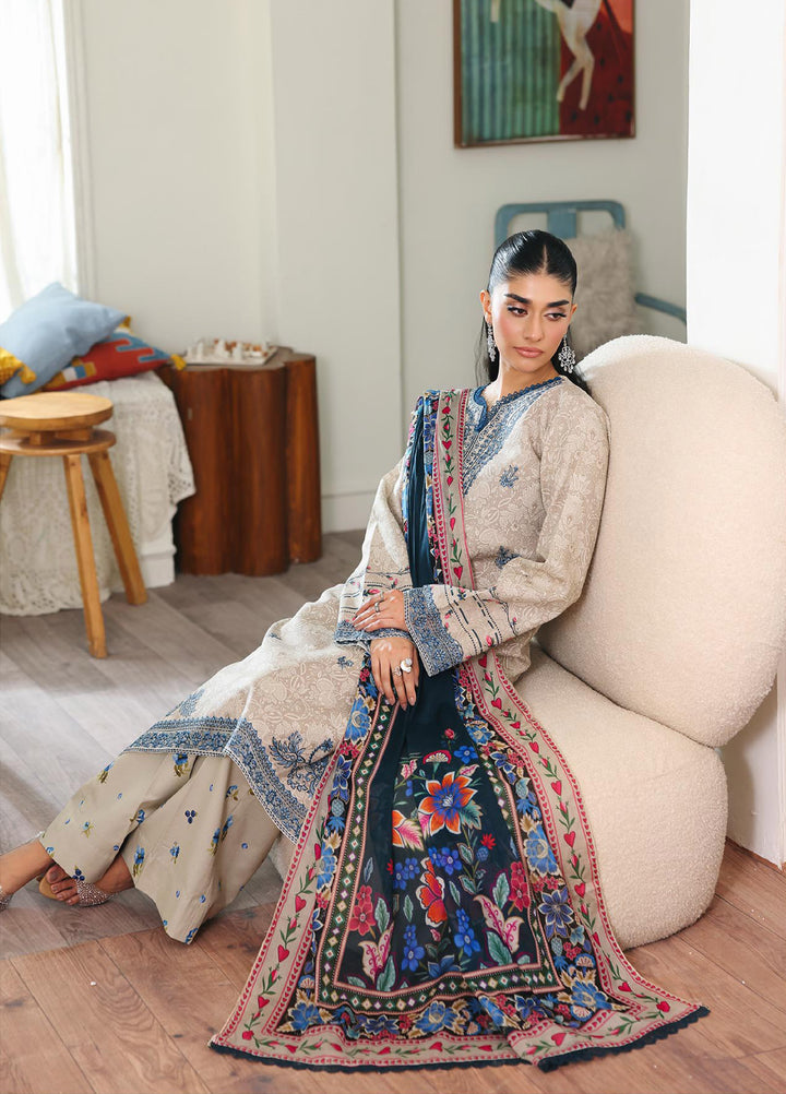 Nissa Floral Symphony by Rajbari Unstitched Lawn Embroidered 3 Piece Suit RB26UNF D-09 - Summer Collection