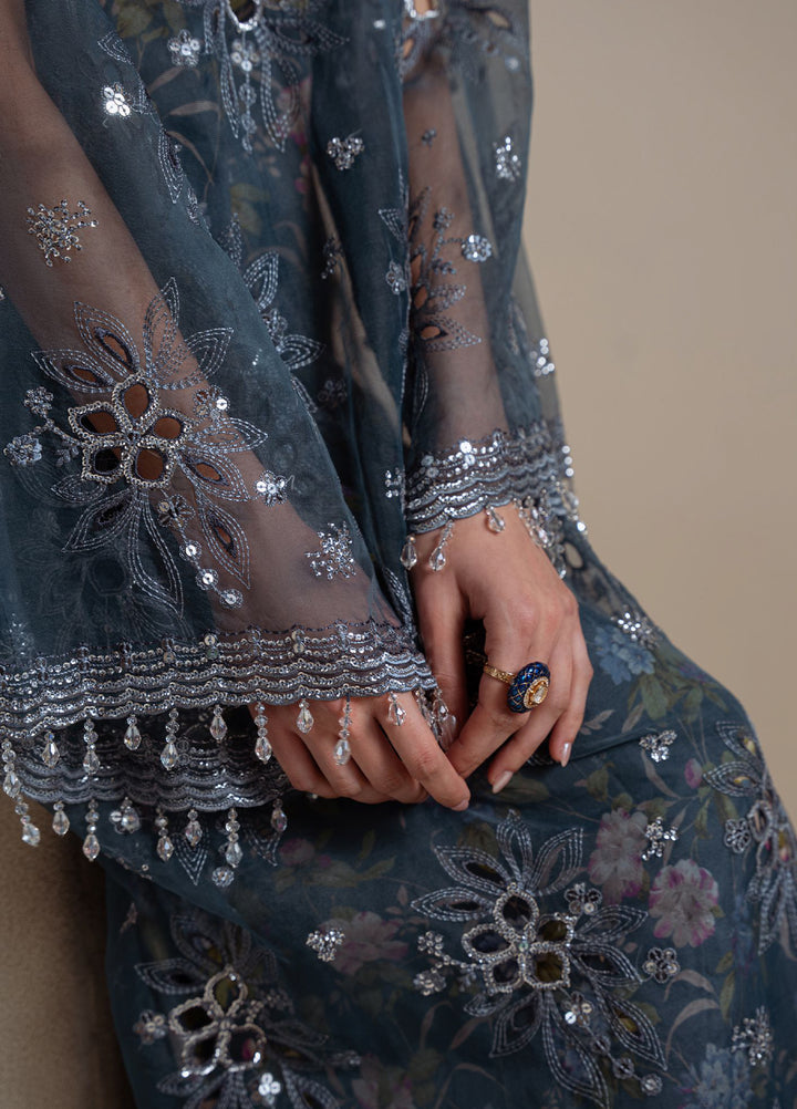 Luxe Atelier by Cross Stitch Unstitched Embroidered Organza 3 Piece Suit CS26ULA D-3 Indigo Spark - Festive Collection