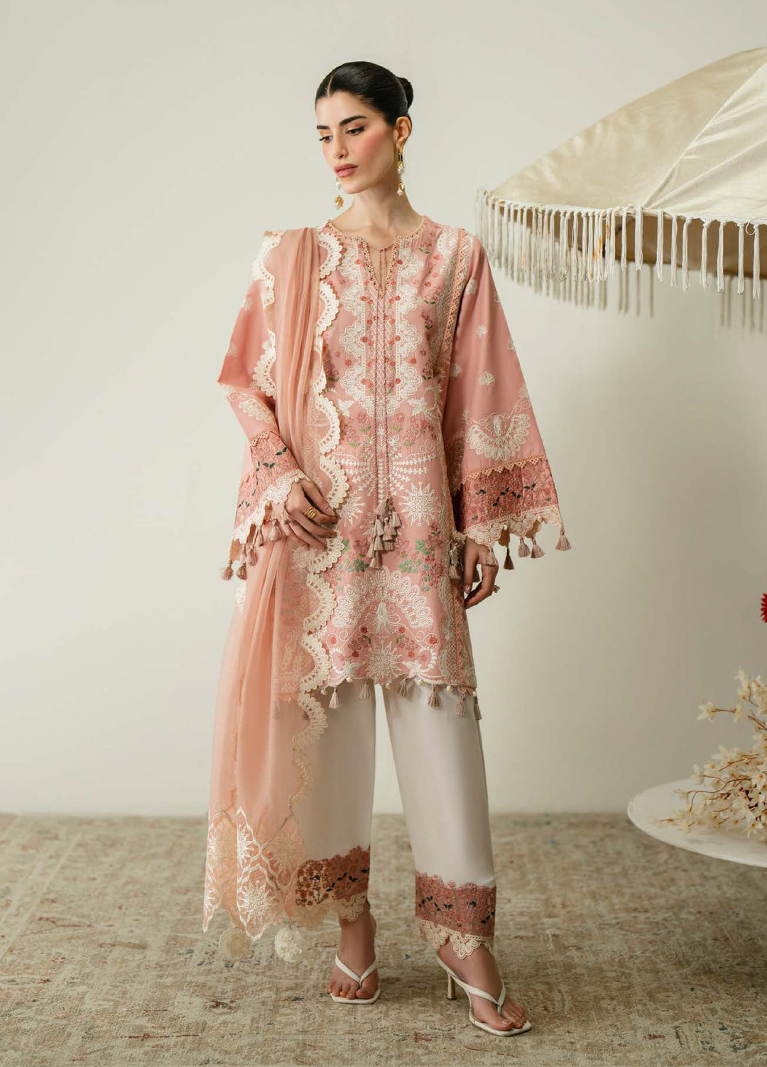 Blooming Flower by Zariya Unstitched Embroidered Lawn 3 Piece Suit ZRY26ULB LUNA ZB-60103 - Festive Collection