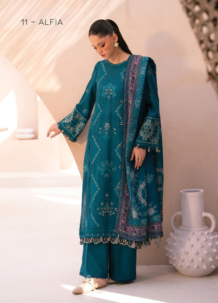 Rang e Khizaan by Xenia Unstitched Khaddar Embroidered Suits 3 Piece XE25SW D-11 ALIFA - Winter Collection