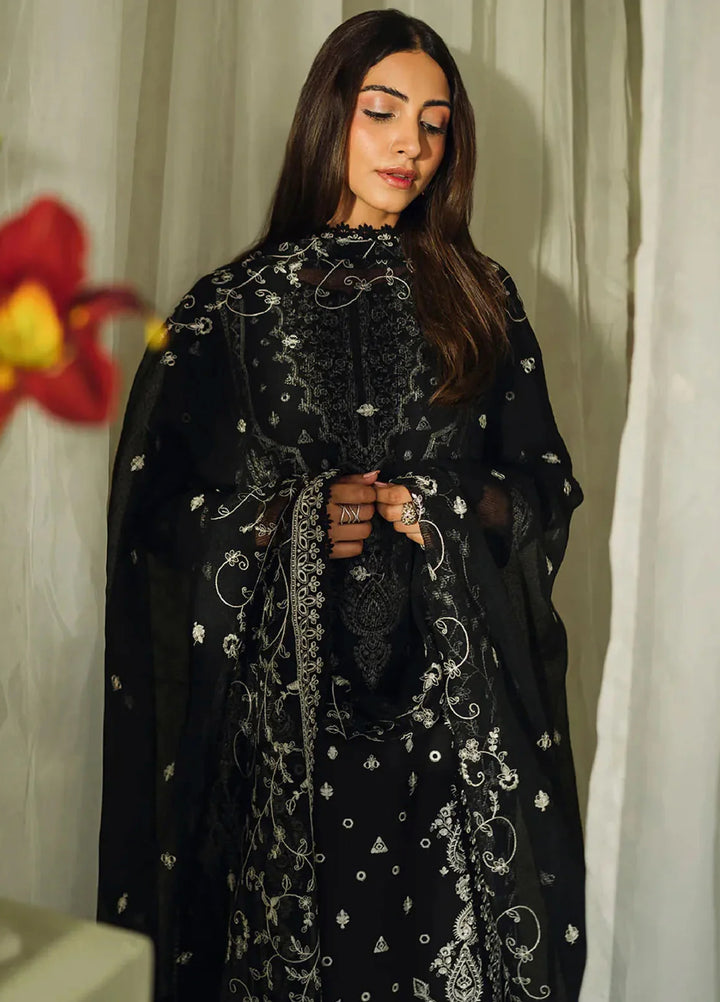 Neeshay Monochrome Embroidered Lawn Suit Unstitched 3 Piece NSH24M Elysian - Summer Collection