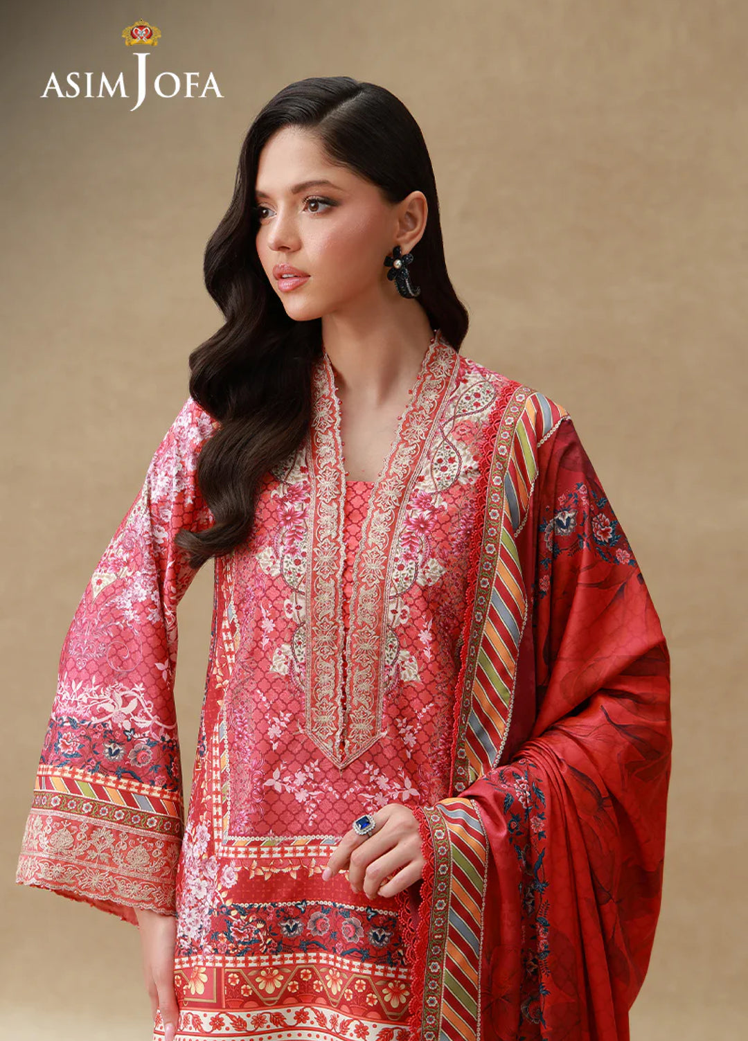 Asim Jofa Unstitched Printed Silk 3 Piece Suit AJ26UPS AJULSC-04 - Casual Collection