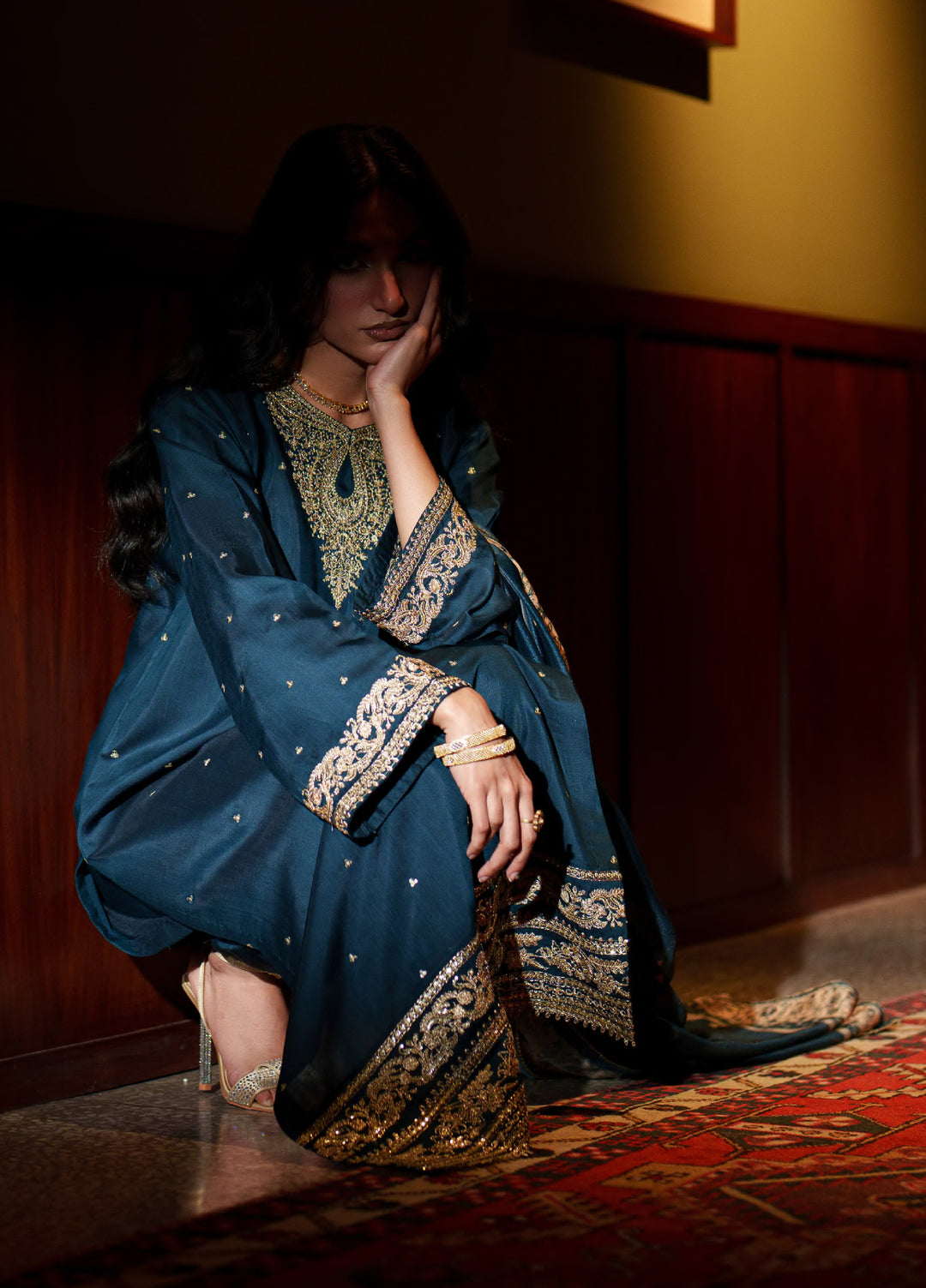 Elara by Casuallite RTW Embroidered Silk Viscose 3 Piece Suit CL26PSE D2 Opaline - Festive Collection