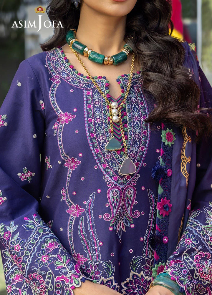 Asim Jofa Unstitched Embroidered Luxury Lawn 3 Piece Suit AJ26ULL AJULW-03 - Festive Collection