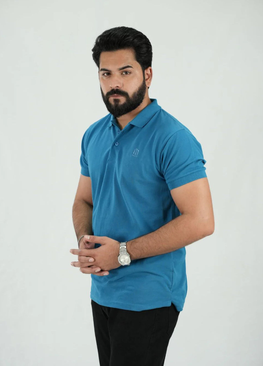 Mercato RTW Solids Cotton 1 Piece Blue Polo Shirt