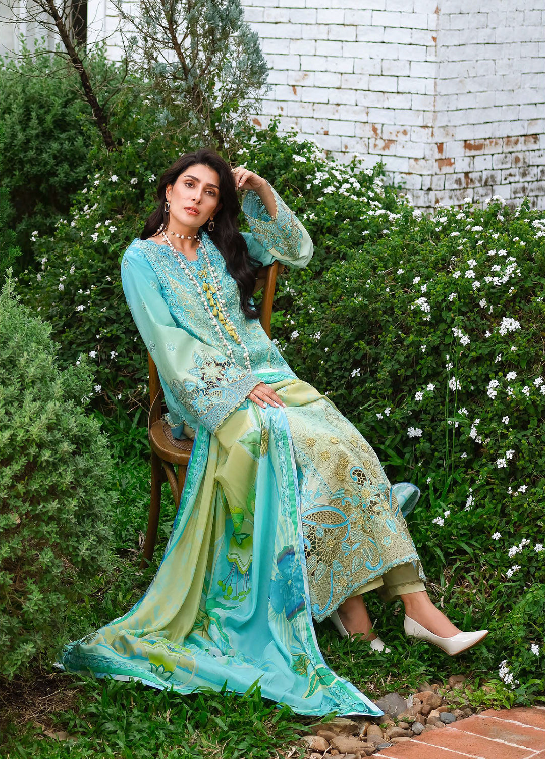 AMoi by Mushq Unstitched Embroidered Luxury Lawn 3 Piece Suit MU26AHL D-7 Whispering Winds - Summer Collection