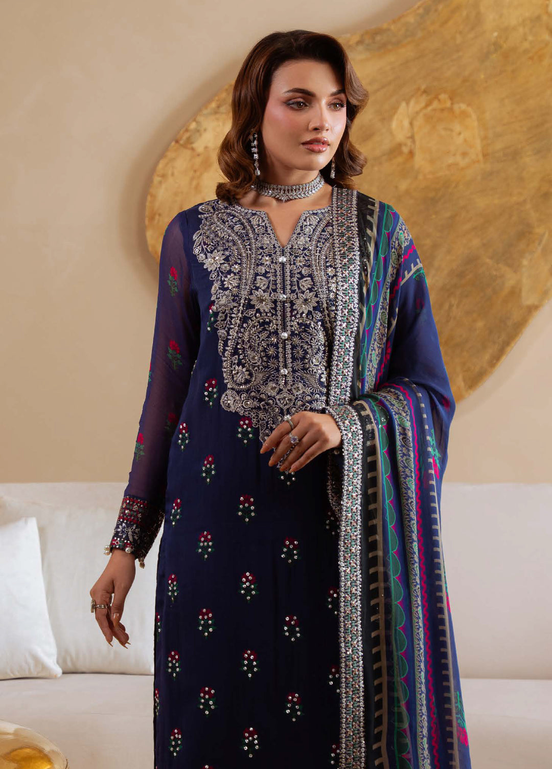 Amaya by Nureh Unstitched Luxury Chiffon Embroidered 3 Piece Suit NU26UA AM-32 - Festive Collection