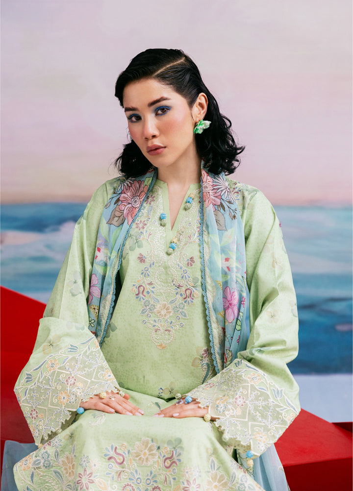 Zync by Florent Unstitched Embroidered Printkari Lawn 3 Piece Suit FL26UZP FZ-8B - Summer Collection