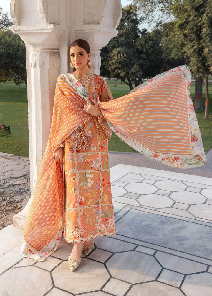 Flow by Crimson Unstitched Embroidered Lawn 3 Piece Suit CR26UFL D2 A-Sunset - Festive Collection