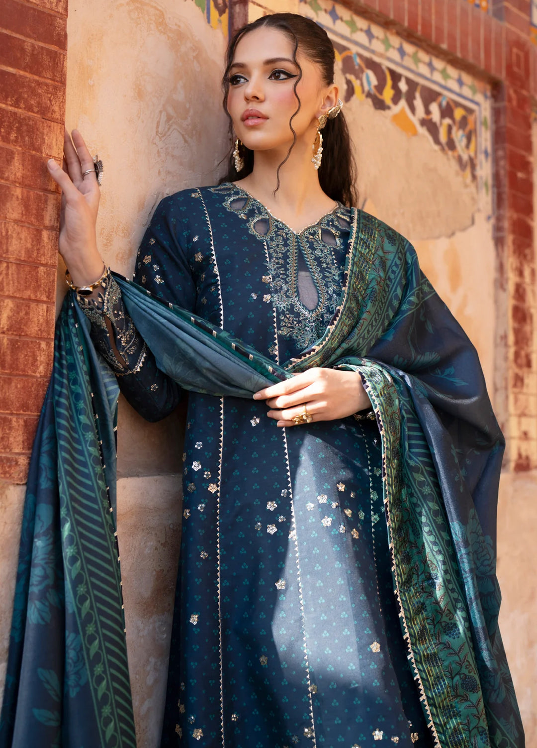 Xenia Formal Luxury Unstitched Embroidered Raw Silk Suits 3 Piece XE25FL D-03 Asmira - Formals Collection