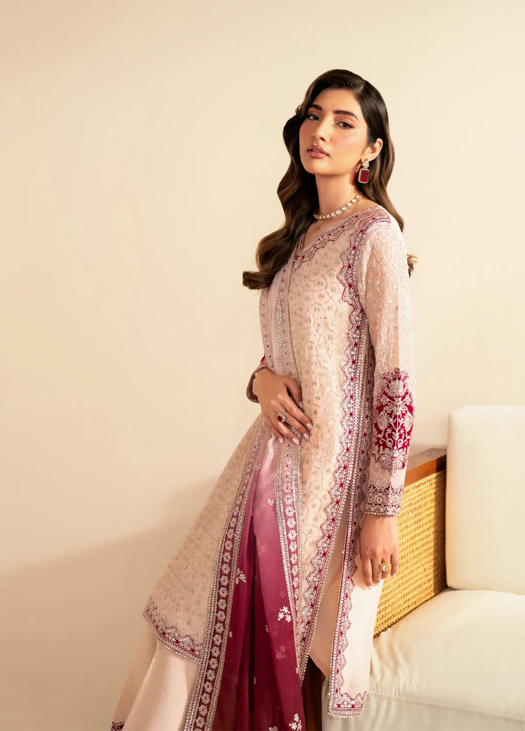 Xenia Formal Luxury Unstitched Embroidered Chiffon Suits 3 Piece XE25FL XF-986 Tanim - Formals Collection