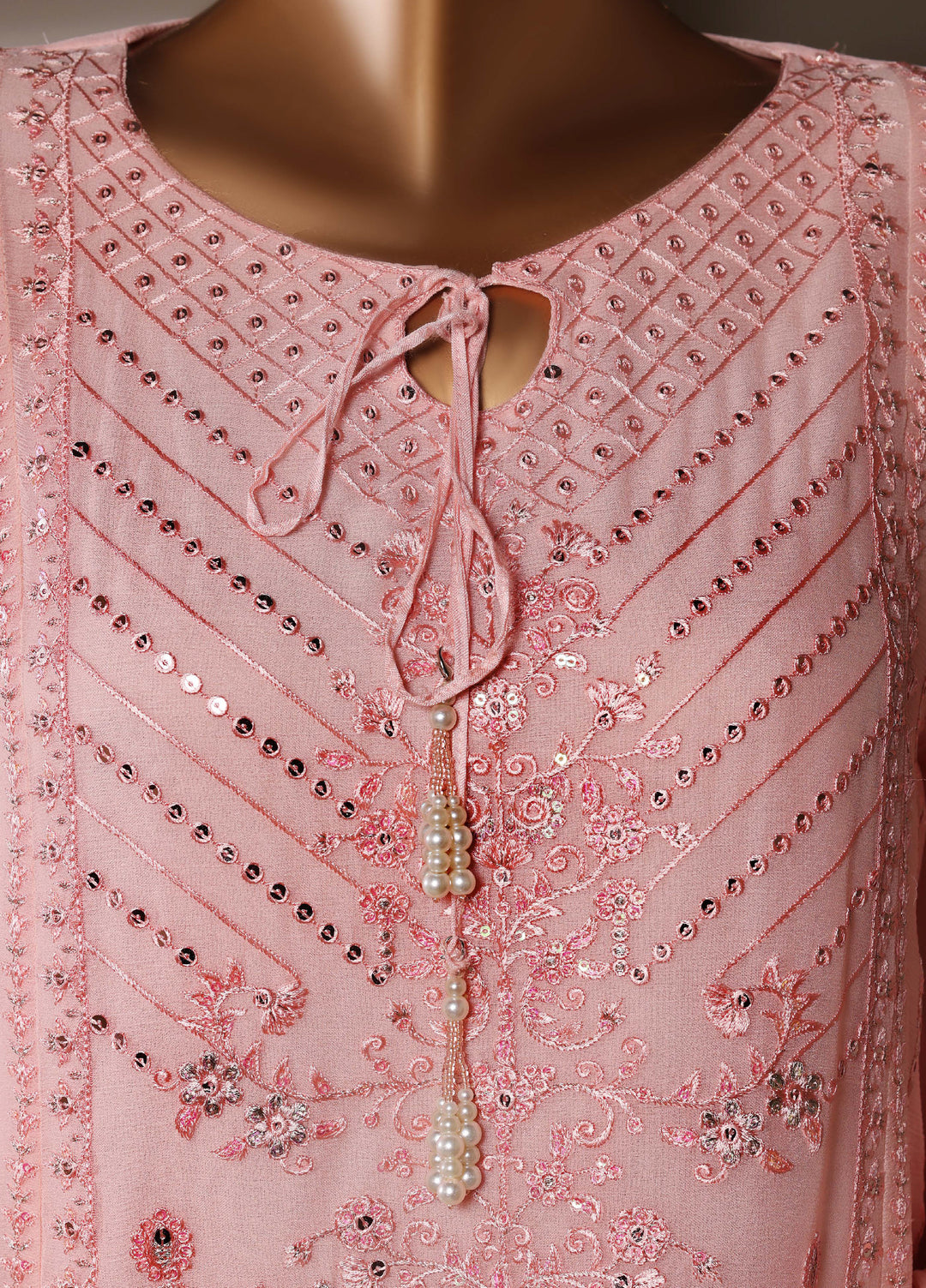 Fasane by HZ Textiles RTW Embroidered Chiffon 3 Piece Suit HZ26UCF HZK-241 Pink - Festive Collection