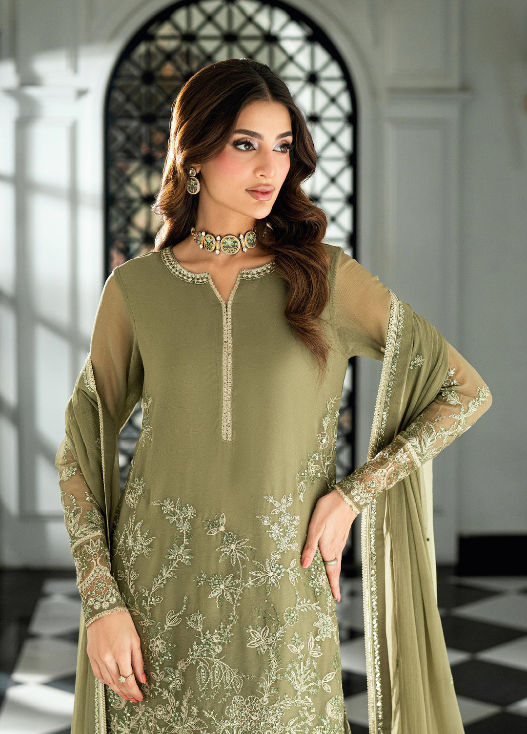Maison d'or by Sahane Unstitched Embroidered Chiffon 3 Piece Suit CT-27003 CHELYE - Festive Collection