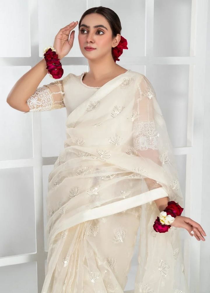 Luxe by Imran Aftab Unstitched Embroidered Organza Saree Suit IASC 28 - Festive Collection