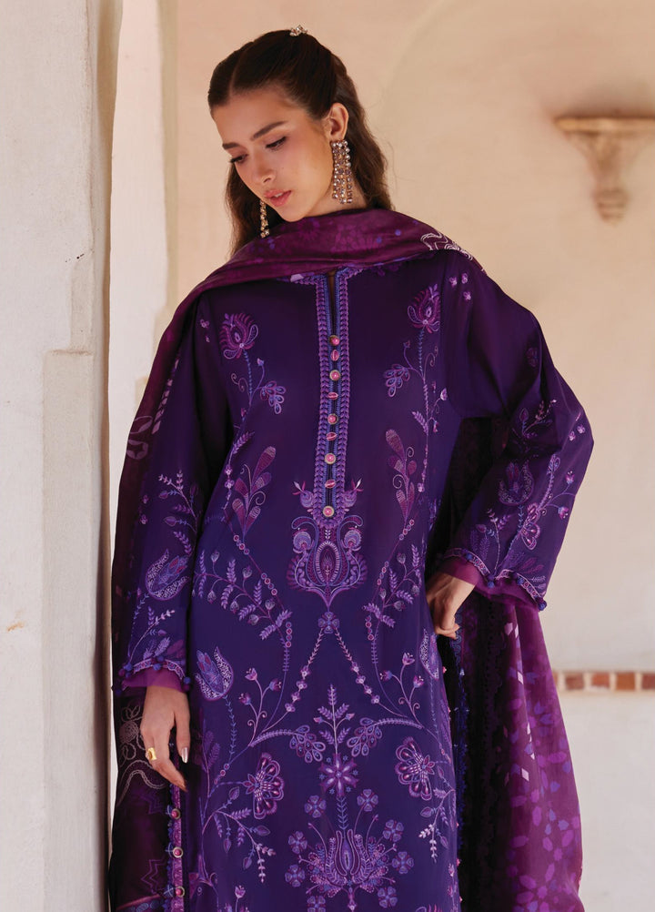 Farah Talib Aziz Unstitched Embroidered Lawn 3 Piece Suit FTA26UL FTA-06 VICENTA VIOLET - Summer