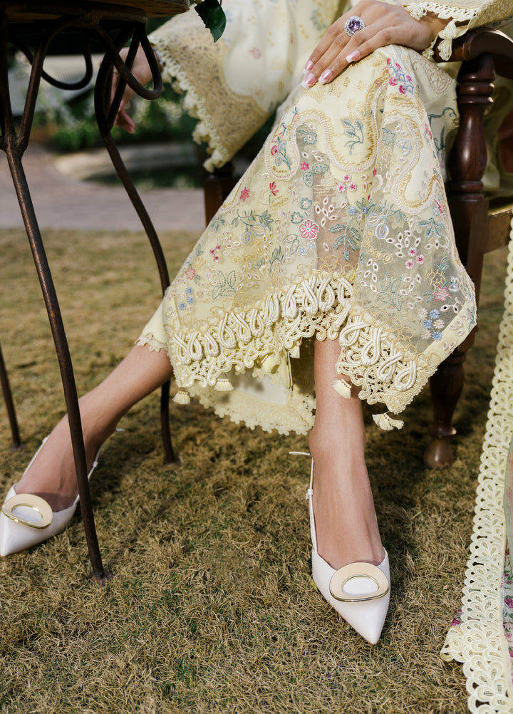 Camelia by Sundas Ahad Unstitched Embroidered Luxury Lawn 3 Piece Suit SNA26UC EL-04 Butter Yellow - Festive Collection
