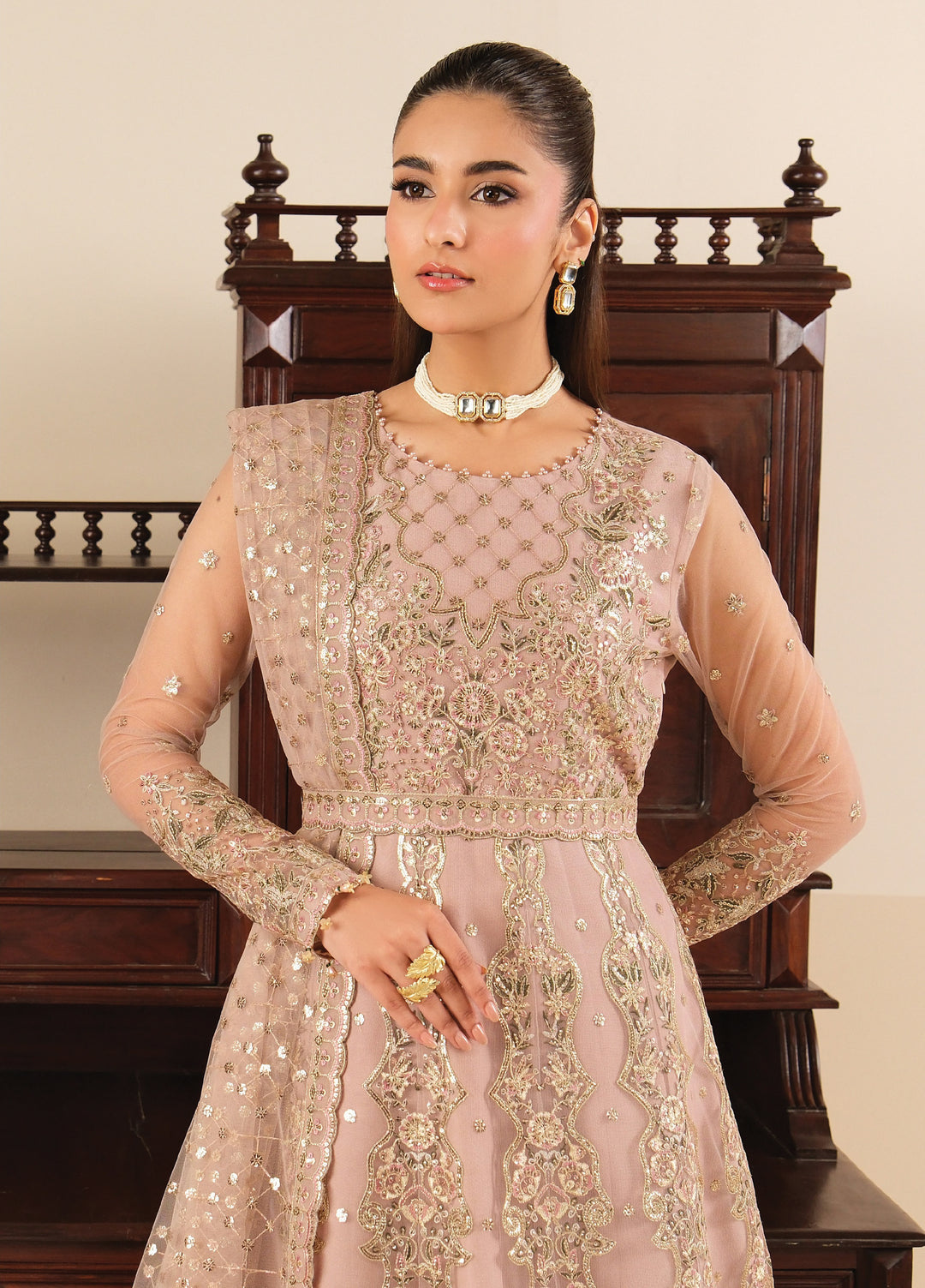 Alizeh Fashion Unstitched Embroidered Net 3 Piece Suit AF26UNF ROSHNI AF-NT-2256 - Festive Collection