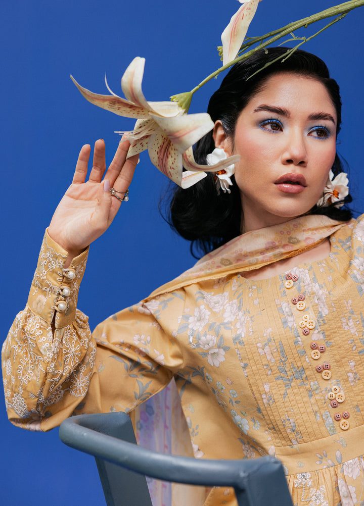 Zync by Florent Unstitched Embroidered Printkari Lawn 3 Piece Suit FL26UZP FZ-4A - Summer Collection